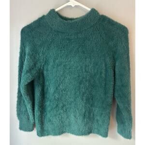 Hanna Anderson Girl Green Fuzzy Sweater Size 5